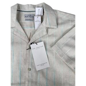 Ike‎ Behar New York Mens Large Linen Blend Casual Button Down Shirt